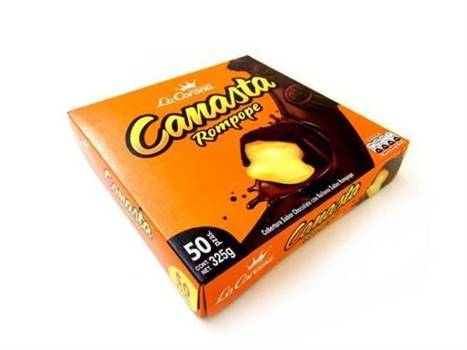 Canasta De Chocolate Rellena De Rompope La Corona 50pz de 6.5gr c/u