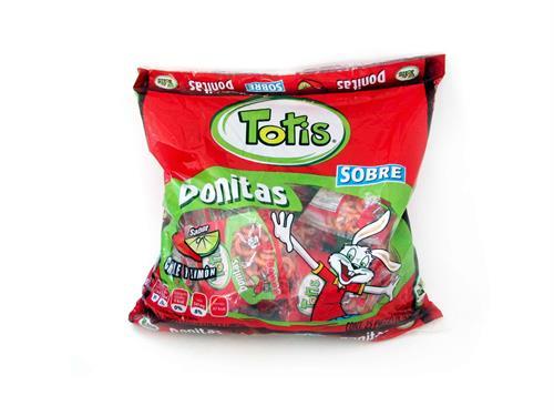 Totis Donitas De Chile Con Limon 25 pz. De 10 g c/u