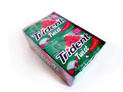 Trident Twist Sabor Sandoa Yerba Cool Caja Con 10 pz. De 9 Pastillas c/u.