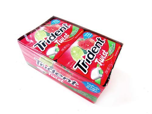 Trident Twist Sabor Fresa Limon Caja Con 10 pz De 9 Pastillas c/u