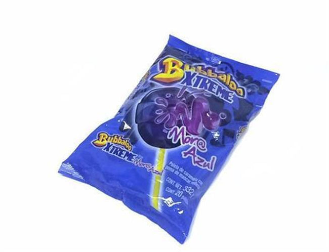 Paleta Bubbaloo Xtreme Mora Azul 20pz de 16.6gr c/u